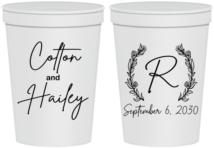 Personalized Wedding 16 oz Stadium Cups - Monogram | 803