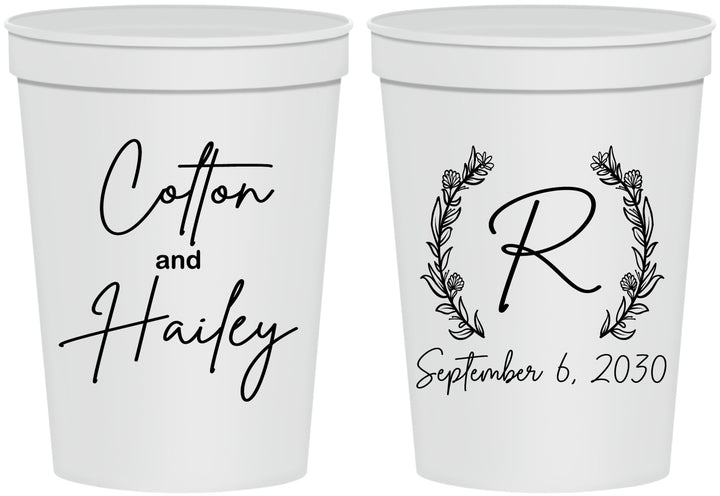 Personalized Wedding 16 oz Stadium Cups - Monogram | 803