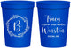 Personalized Wedding 16 oz Stadium Cups - Monogram | 804