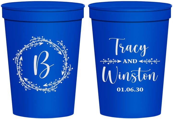 Personalized Wedding 16 oz Stadium Cups - Monogram | 804
