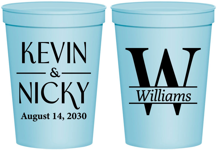Personalized Wedding 16 oz Stadium Cups - Monogram | 806