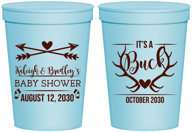 Personalized Baby Shower 16 oz Stadium Cups - It’s A Buck Antler | 90000
