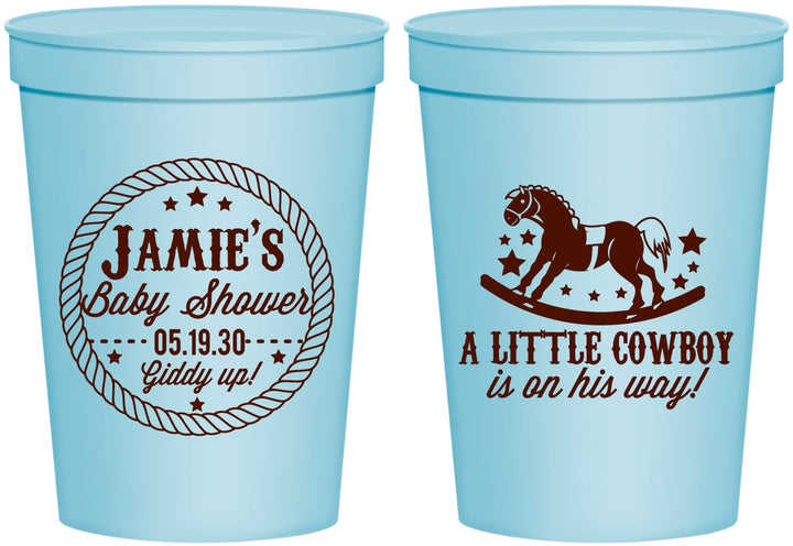 Personalized Baby Shower 16 oz Stadium Cups - Little Cowboy | 90003