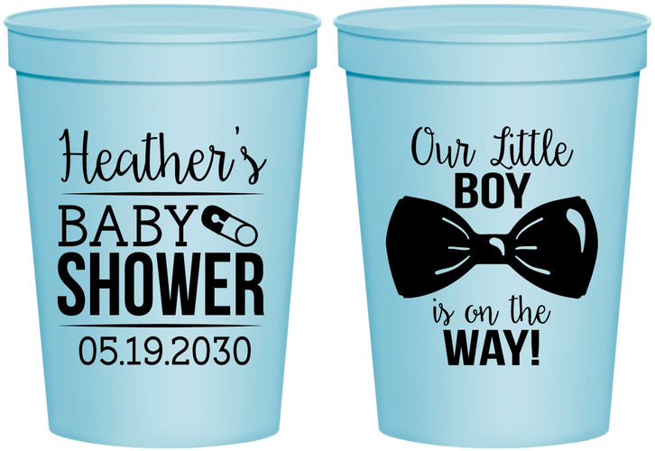 Personalized Baby Shower 16 oz Stadium Cups - Little Boy Is On The Way | 90005