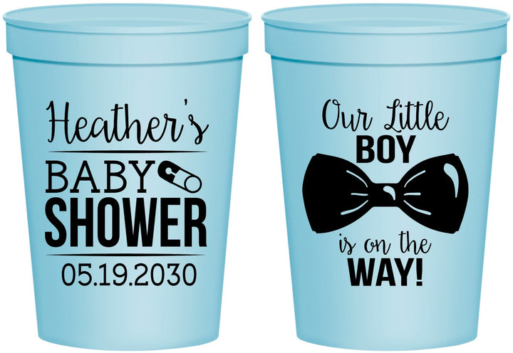 Personalized Baby Shower 16 oz Stadium Cups - Little Boy Is On The Way | 90005