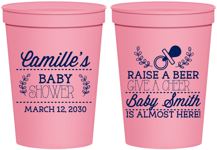 Personalized Baby Shower 16 oz Stadium Cups - Raise A Beer | 90008