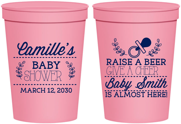 Personalized Baby Shower 16 oz Stadium Cups - Raise A Beer | 90008