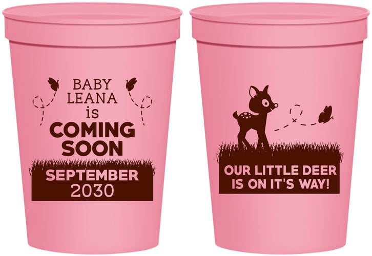 Personalized Baby Shower 16 oz Stadium Cups - Little Deer On The Way | 90011
