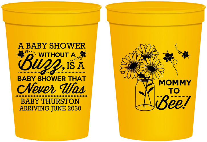 Personalized Baby Shower 16 oz Stadium Cups - Mommy To Bee | 90016