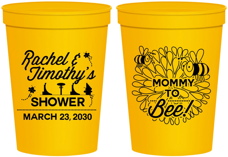 Personalized Baby Shower 16 oz Stadium Cups - Mommy To Bee | 90017