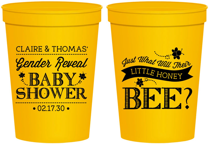 Personalized Baby Shower 16 oz Stadium Cups - Little Honey Bee | 90018