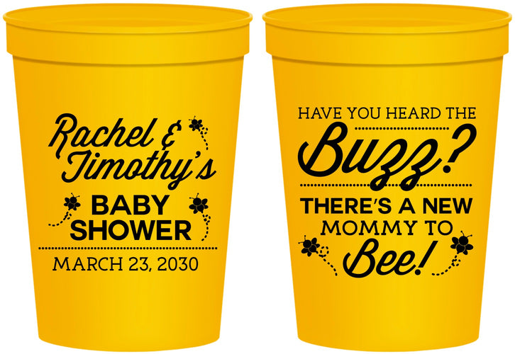 Personalized Baby Shower 16 oz Stadium Cups - Mommy To Bee | 90019