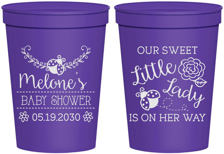 Personalized Baby Shower 16 oz Stadium Cups - Little Lady On The Way | 90021