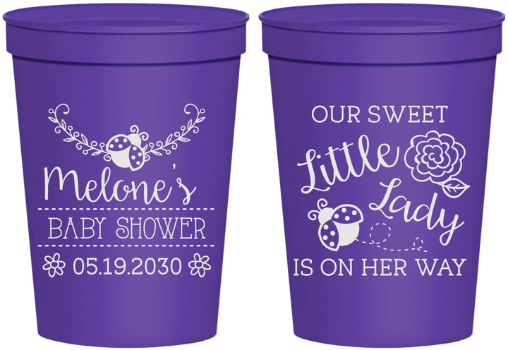 Personalized Baby Shower 16 oz Stadium Cups - Little Lady On The Way | 90021