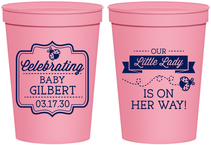 Personalized Baby Shower 16 oz Stadium Cups - Little Lady On The Way | 90022
