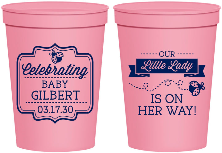 Personalized Baby Shower 16 oz Stadium Cups - Little Lady On The Way | 90022