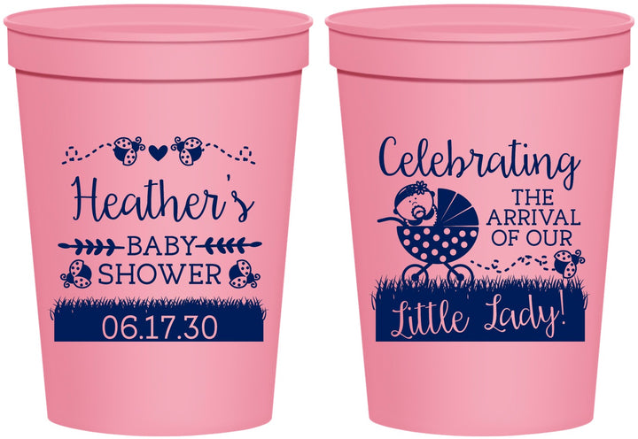 Personalized Baby Shower 16 oz Stadium Cups - Little Lady On The Way | 90023