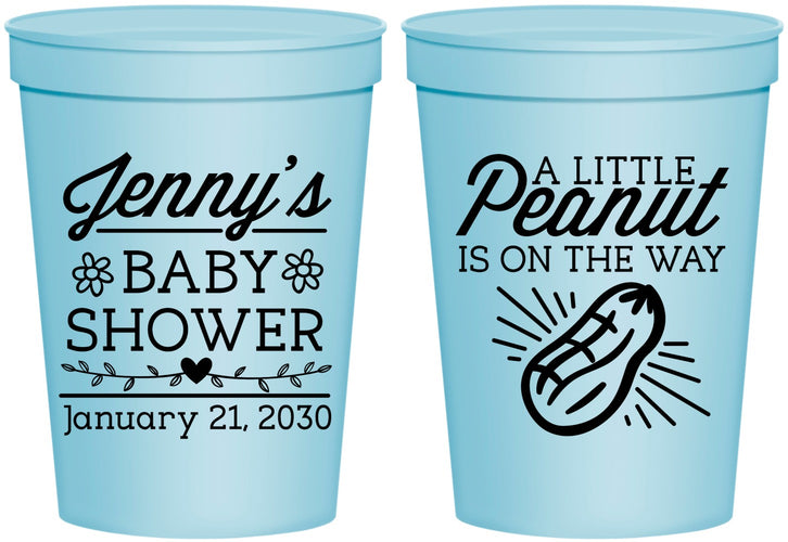 Personalized Baby Shower 16 oz Stadium Cups - Peanut On The Way | 90025
