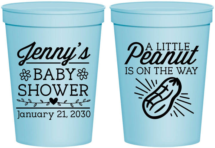Personalized Baby Shower 16 oz Stadium Cups - Peanut On The Way | 90025