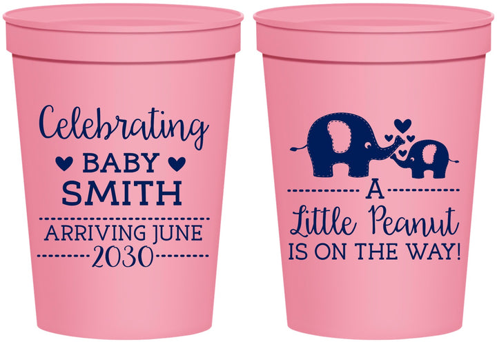 Personalized Baby Shower 16 oz Stadium Cups - Peanut On The Way | 90027