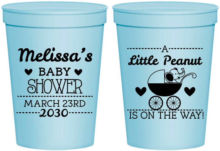 Personalized Baby Shower 16 oz Stadium Cups - Peanut On The Way | 90028