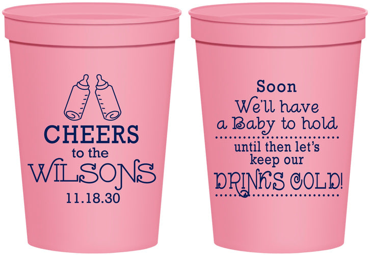 Personalized Baby Shower 16 oz Stadium Cups - Cheers Bottle | 90031