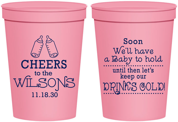 Personalized Baby Shower 16 oz Stadium Cups - Cheers Bottle | 90031