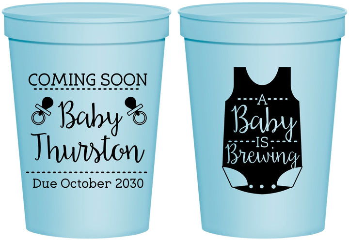 Personalized Baby Shower 16 oz Stadium Cups - Baby Is Brewing | 90039