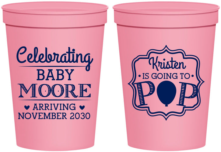 Personalized Baby Shower 16 oz Stadium Cups - Going To Pop | 90040