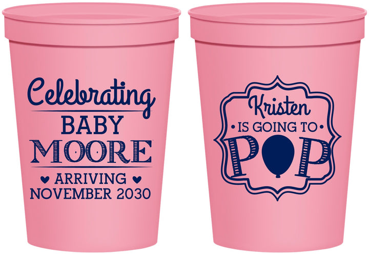 Personalized Baby Shower 16 oz Stadium Cups - Going To Pop | 90040