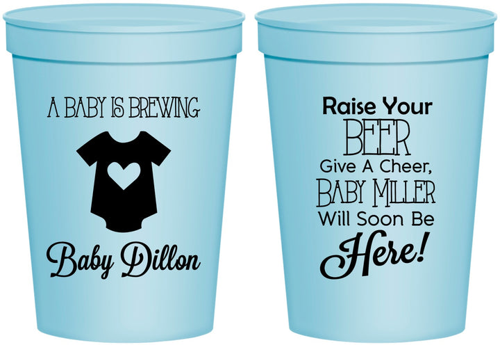 Personalized Baby Shower 16 oz Stadium Cups - Baby Is Brewing | 90041