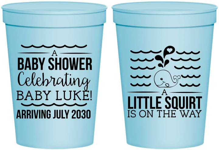 Personalized Baby Shower 16 oz Stadium Cups - Little Squirt On The Way | 90043