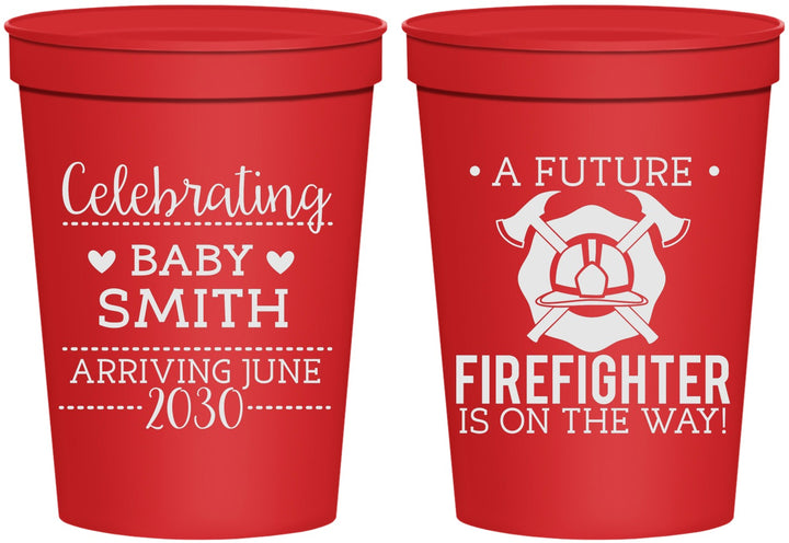 Personalized Baby Shower 16 oz Stadium Cups - Future Firefighter | 90048