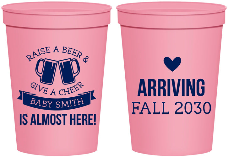 Personalized Baby Shower 16 oz Stadium Cups - Raise A Beer | 90049
