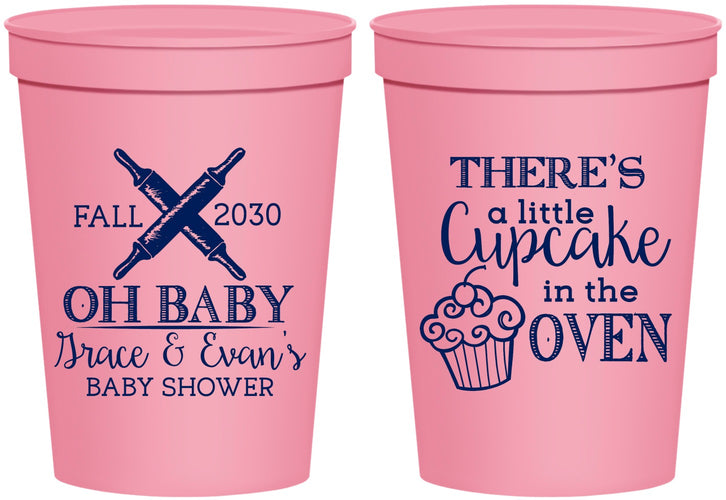 Personalized Baby Shower 16 oz Stadium Cups - Cupcake In The Oven | 90059