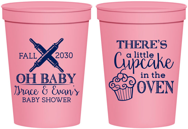 Personalized Baby Shower 16 oz Stadium Cups - Cupcake In The Oven | 90059