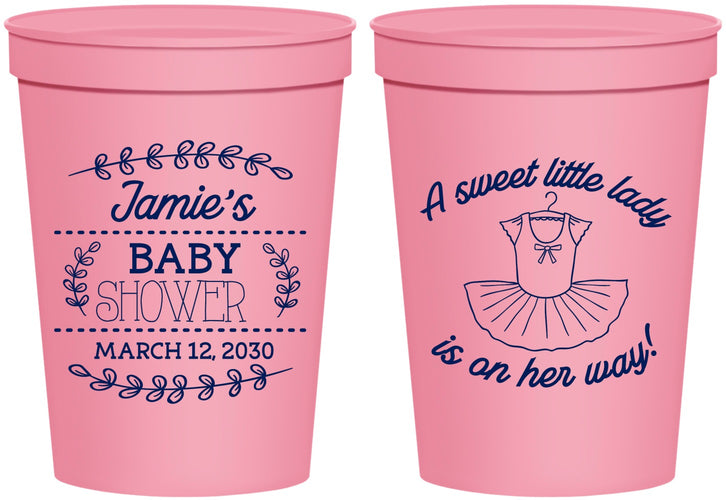 Personalized Baby Shower 16 oz Stadium Cups - Sweet Little Lady | 90061