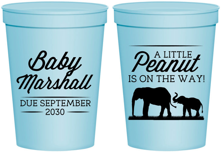 Personalized Baby Shower 16 oz Stadium Cups - Peanut On The Way | 90062