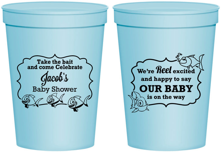 Personalized Baby Shower 16 oz Stadium Cups - Fish | 90075
