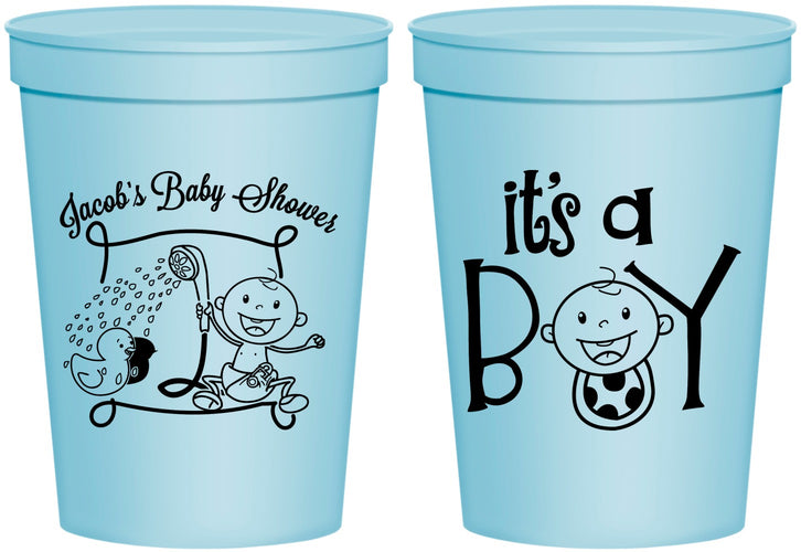 Personalized Baby Shower 16 oz Stadium Cups - It’s A Boy | 90076