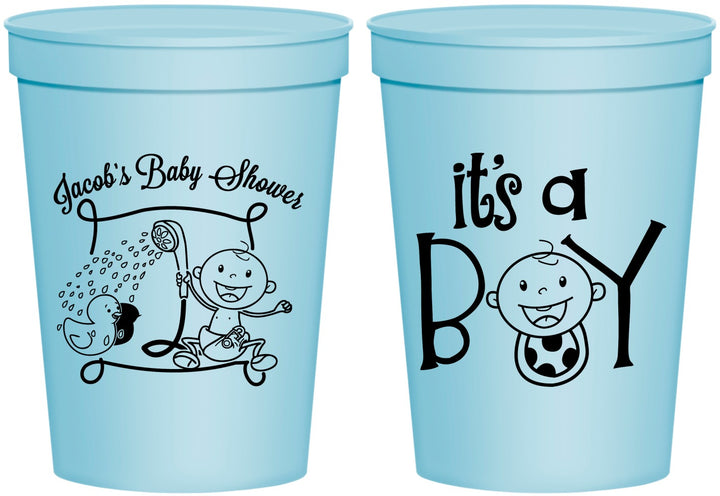 Personalized Baby Shower 16 oz Stadium Cups - It’s A Boy | 90076