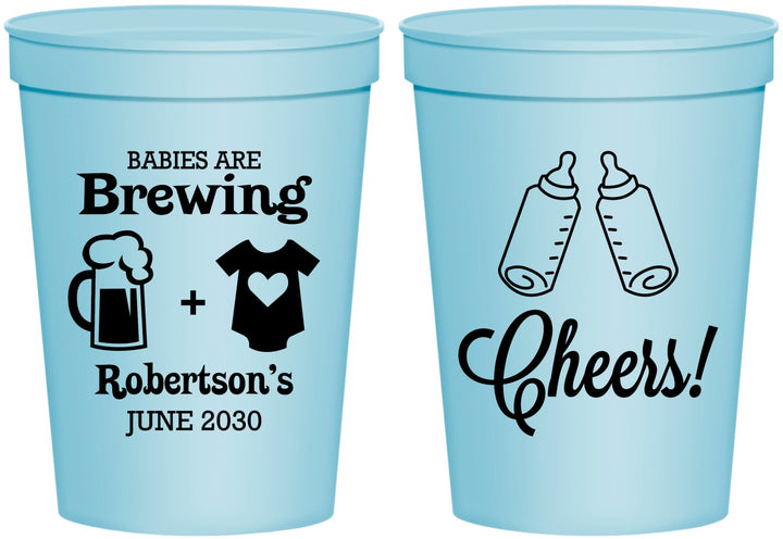 Personalized Baby Shower 16 oz Stadium Cups - Babies Are Brewing | 90080