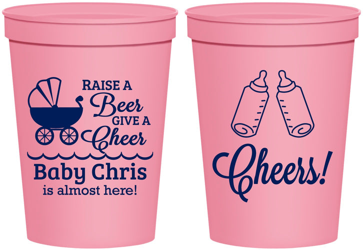 Personalized Baby Shower 16 oz Stadium Cups - Raise A Beer | 90081