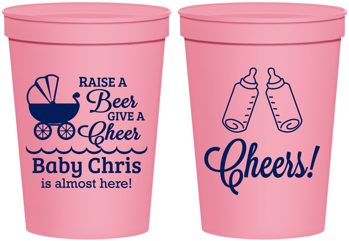 Personalized Baby Shower 16 oz Stadium Cups - Raise A Beer | 90081
