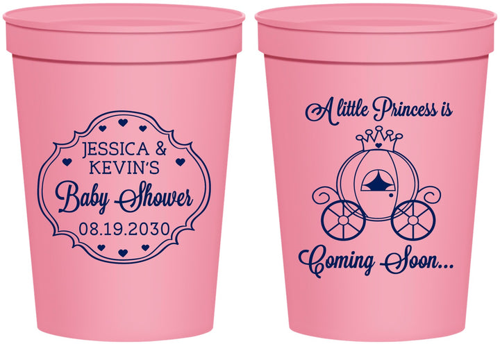 Personalized Baby Shower 16 oz Stadium Cups - Princess Coming Soon | 90085