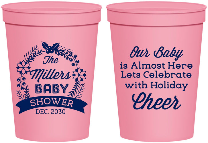 Personalized Baby Shower 16 oz Stadium Cups - Holiday | 90086