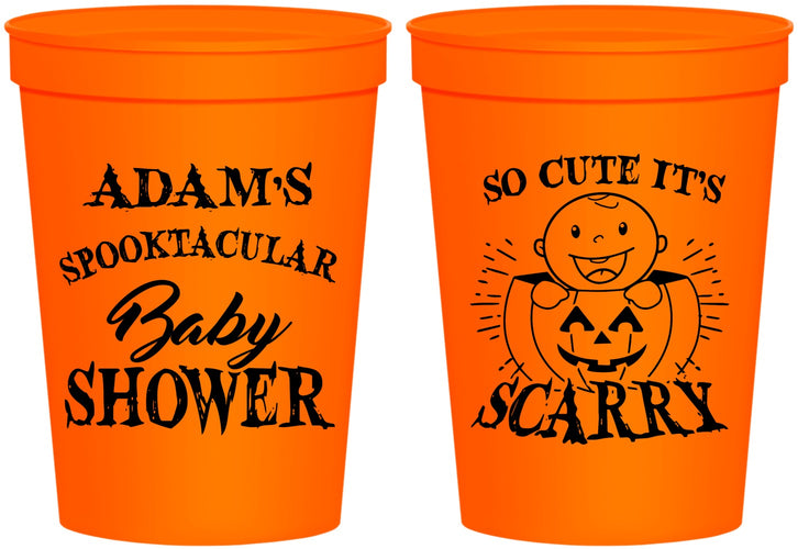 Personalized Baby Shower 16 oz Stadium Cups - So Cute Halloween | 90088