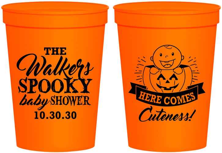 Personalized Baby Shower 16 oz Stadium Cups - Cuteness Halloween | 90089