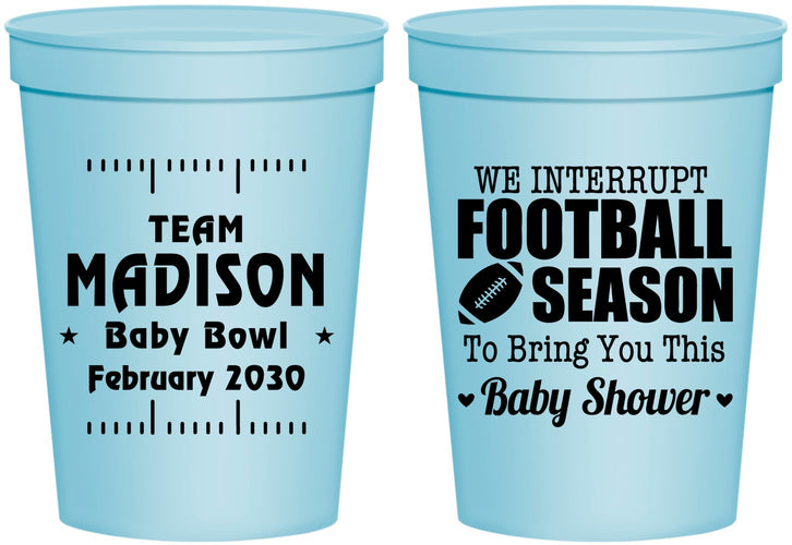 Personalized Baby Shower 16 oz Stadium Cups - Football | 90091
