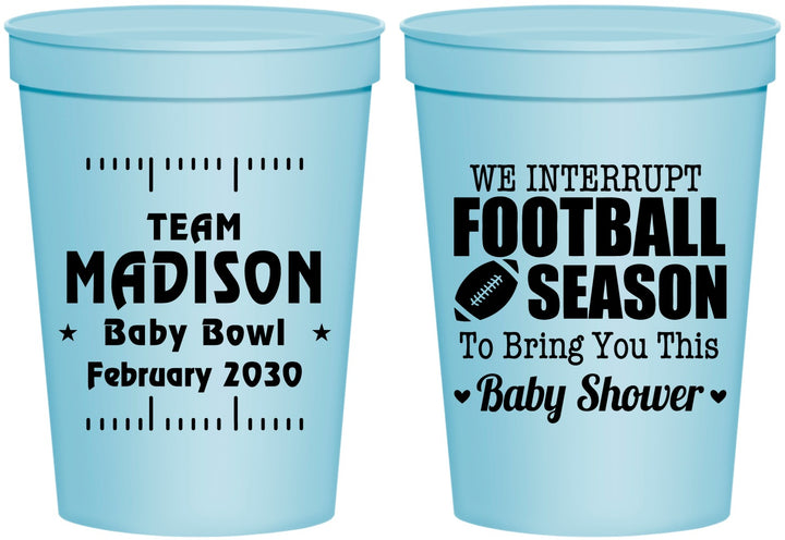 Personalized Baby Shower 16 oz Stadium Cups - Football | 90091